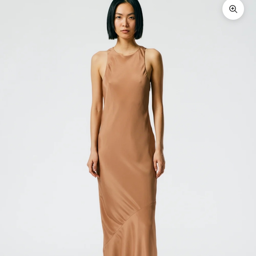 Tibi 4-Ply Silk Bias Dress In Sunset Tan, 2